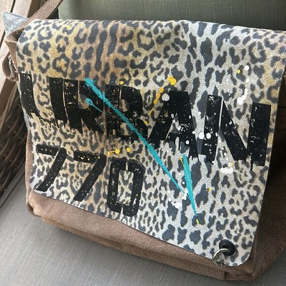 Crazy Lou Paris Graphic Suede Messenger Bag - Picture 2 of 9